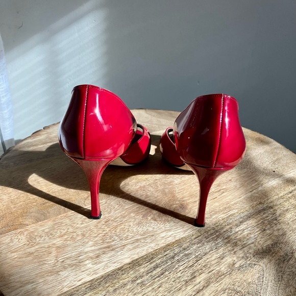 Manolo Blahnik Red Patent Leather Open Toe Pumps Size 38 - Picture 6 of 10